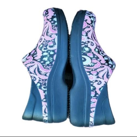 CROCS Neria Pro II Clogs Pink Paisley Flower Floral Black Dual Work Uniform 8 - Picture 4 of 8
